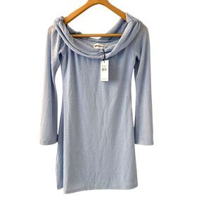 Princess Polly Blue Stellaire Long Sleeve Stretchy Mini Dress Size US 10